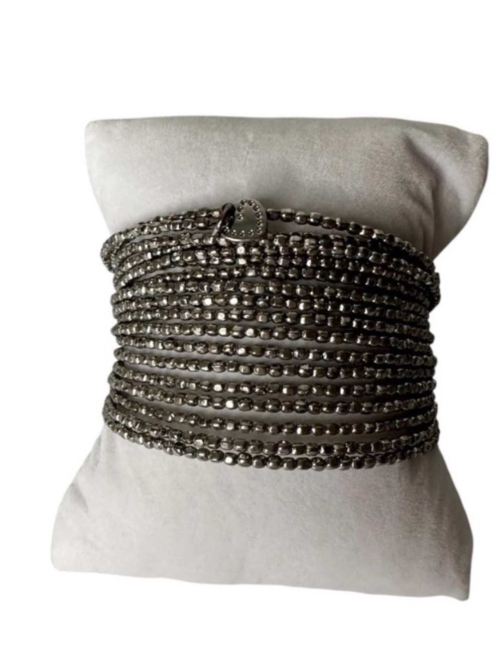 Stella & Dot Silver Coil Beaded Wrap Bracelet